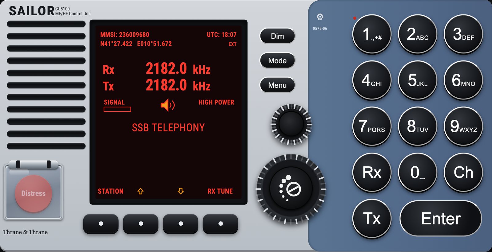 Simulator screenshot SAILOR CU5100